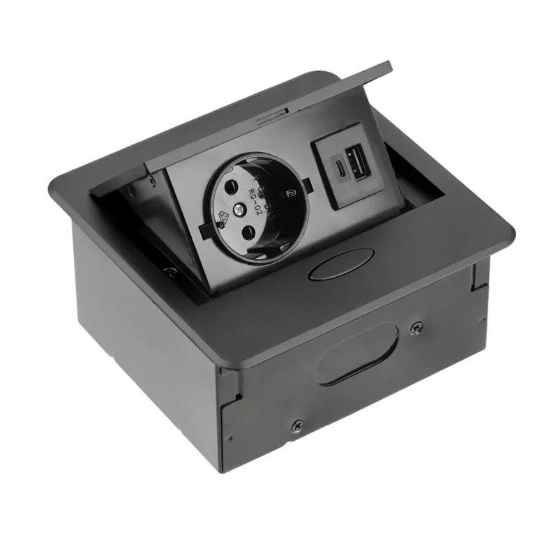 Priză de mobilier AVARO, 1xSHUKO, USB A+C, cablu 1,5m, Negru, GTV