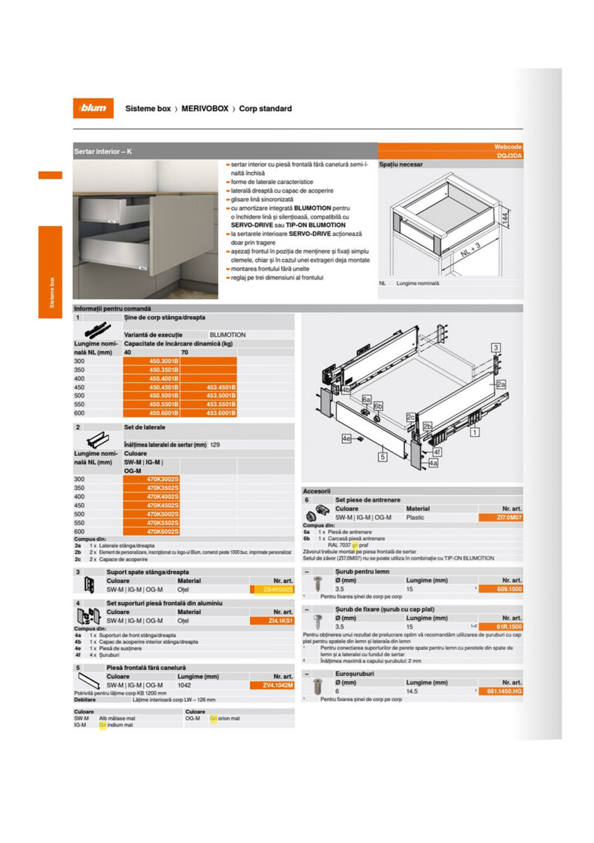 Suport de spate sertar MERIVOBOX, Înălțime cotă de lipire (146mm) , Stânga+ Dreapta, Gri, BLUM - imagine 3